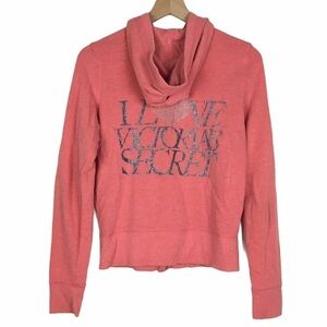 VICTORIAS SECRET Hoodie Sweatshirt Jacket Supermodel Essentials Bling Medium